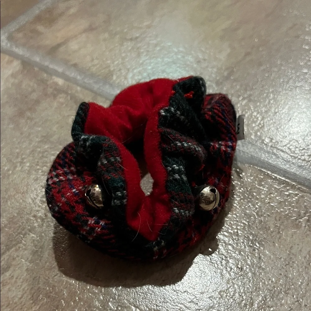 Set of 4 Plaid Red and Black Dog Clothing Paw/Leg Decor Scrunchies
